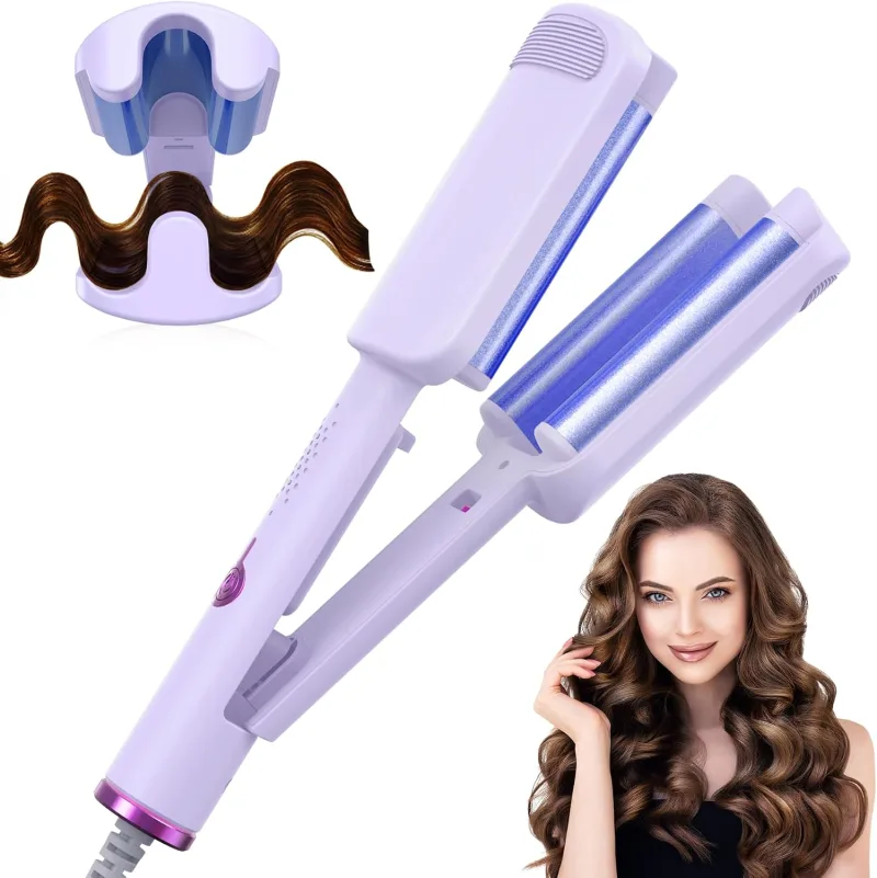 Boucleur a Cheveux 3 Tete, 32MM Fer à Friser, 4 Températures Réglables, Anti-Brûlure, Convient aux Débutants,Fer a Friser Boucler pour Cheveux Longs Courts, Styliseur de Vagues