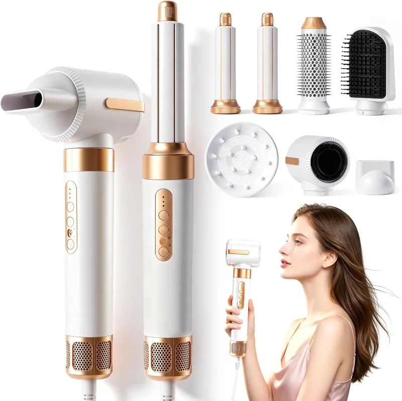 Kit de coiffeur 7 en 1 - 1400 W - Sèche-cheveux ionique avec Les prix des articles vendus sur Amazon incluent la TVA. En fonction de votre adresse de livraison, la TVA peut varier au moment du paiement.